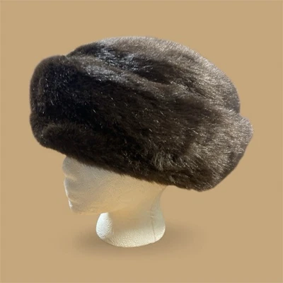 Sombrero cubo vintage Betmar New York negro de piel sintética, forro acolchado rojo-talla única Foto 1 de 4