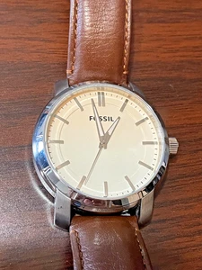 Fossil BQ1285 Off-White Dial Brown Leather Strap Herrenuhr - Bild 1 von 7