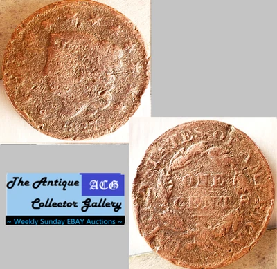 1827 US Coronet Liberty Head Large Cent🪙Matron Early Copper Penny🪙B - Image 1 of 4