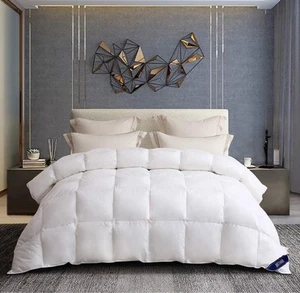 Luxurious All Season Goose Down Comforter King Size Duvet Insert 100% Cotton - Picture 1 of 13