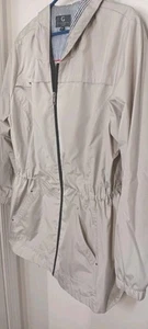 Gallery NY Beige Hoodie Zip Front L/S Lined Windbreaker/Rain Jacket Women XL - Picture 1 of 4