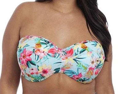 Sujetador bandeau acolchado sin tirantes floral aguamarina Elomi Aloha 7153 Foto 1 de 4
