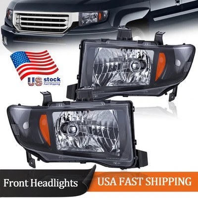 Conjunto de faros para Honda Ridgeline 2006-2014 carcasa negra con esquina ámbar Foto 1 de 4