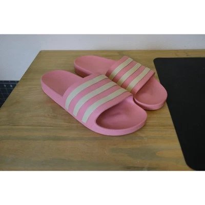 Nuevo sin etiquetas Adidas Aquilette Sandalia Aqua Slide Rosa Blanco Rayas Clásica Espuma W 11 Foto 1 de 4