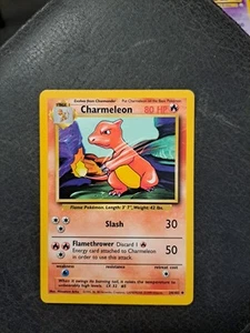 RARE Stage 1 Pokemon Charmeleon Card 24/102, 1995 80 HP SLASH FLAMETHROWER - Picture 1 of 14