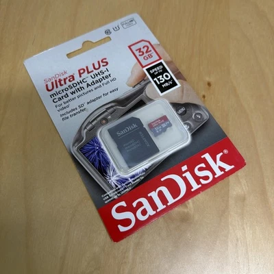 SanDisk Ultra Plus 32 GB SD Memory Card microSDHC UHS-1 Card w/Adapter NEW - Image 1 of 4