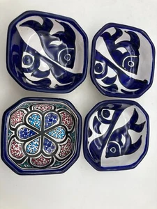 4er Set Tunesische Keramik Snackgeschirr. 3 Fischmuster & 1 N. Afrikaner - Bild 1 von 11