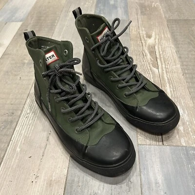 Hunter X Target Botas de Lluvia al Tobillo Verde Lona Negro Goma W8.5 M 6.5 Foto 1 de 4