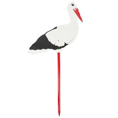 SUPA GMBH XXL Storch zur Geburt für Draußen aus Holz 100 cm Größe Gartenstecker Kindsbaum