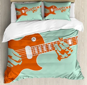 Guitar Duvet Cover Set with Pillow Shams Musician Performing Print - Picture 1 of 8