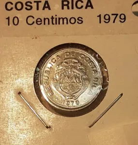 1979 Costa Rica 10 Centimos Aluminum Coin Coat of Arms BU - Picture 1 of 2