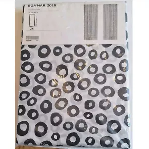 IKEA Sommar 2018 Curtains Drapes 2 Panels White w Black Circles Dots - Picture 1 of 6