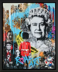 BANKSY "STYLE" THE QUEEN ABSTRACT GRAFFITI ART CANVAS WALL ART PICTURE PRINT - Picture 1 of 2