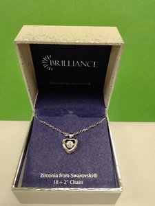 Collar colgante vintage de circonitas con corazón de Swarovski de plata brillante de 18" - Imagen 1 de 8