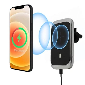 15W Magnetic Wireless Car Charger Vent Holder Mount with Mag-Safe Cases Silver - Picture 1 of 10