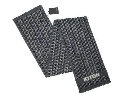 Bufanda Kiton Napoli $1,050 nueva con etiquetas azul marino gris 100 % cachemir con flecos 67"X11" Foto 1 de 4