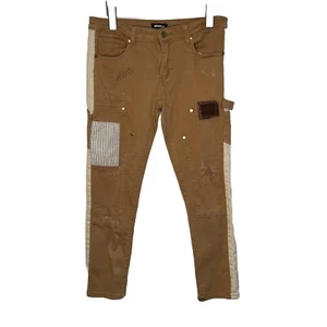 Fashion Nova Kids  Size 16 Tan Patchwork Distressed Cargo Jeans Pockets - Picture 1 of 15