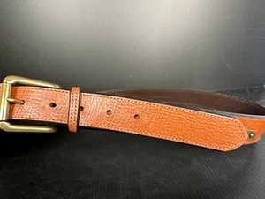 Vintage Polo Ralph Lauren Genuine Leather Belt Mens Tan Brass Buckle - Picture 1 of 24