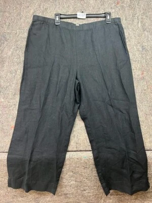J Jill Womens Pants Crop Linen Black  Wide Leg Pocket Size L - Image 1 of 4