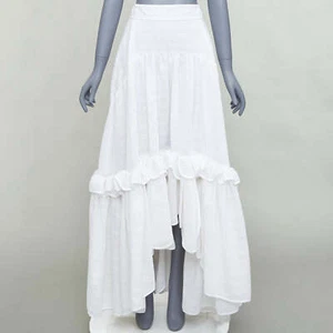 MATICEVSKI 2016 white cotton blend hi low hem frilly full skirt AUS8 - Picture 1 of 8