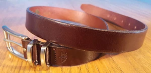 Leather Belt-Dockers-Size M 27-31-Brown-Genuine Italian Leather-Metal Buckle-USA - Picture 1 of 5