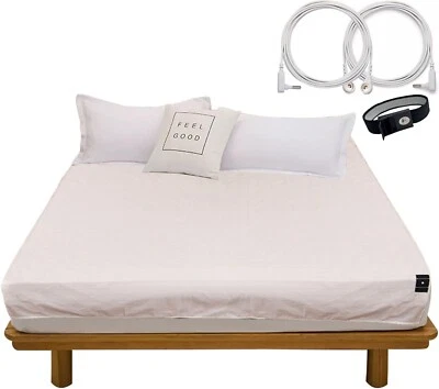 Sábana bajera de puesta a tierra tamaño queen algodón orgánico 13 % fibra plateada Foto 1 de 4