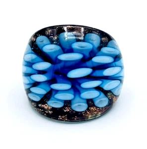 Domed Chunky Art Glass Ring Size 5 - Picture 1 of 10