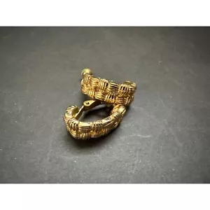 Napier Goldtone Basketweave Screwback Style Earrings - Picture 1 of 5