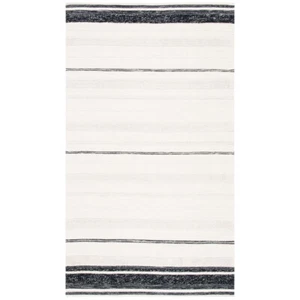 SAFAVIEH Striped Kilim STK512A Ivory / Black Rug - Picture 1 of 22