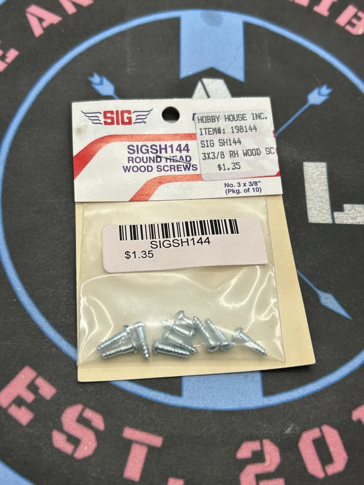 Sig. SIGSH144 Round Head Wood Screws. No. 3 x 3/8" (Pkg. of 10) - Image 1 of 1