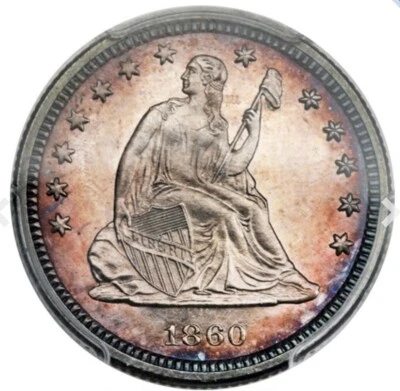 1860 25C PR65 PCGS. Briggs 9-H GEM COIN ! - Image 1 of 4