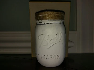 Ball Mason Jar Wall Hanging Vase Wood Wooden Glass Twine Farm House Rustic - Image 1 of 4