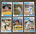 1974 Topps-6 Rangers Baseball Cards-Gura-Gogolewski-Martin-Billings-Grieve-Harra