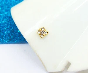 22K Gold Plated Nose Stud Indian Wedding Nose Ring Women's Gift Screw Nose Pin - Picture 1 of 4