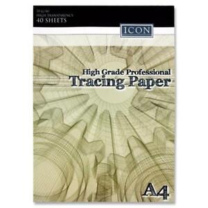 ICON A4 70gsm PROFESSIONAL TRACING PAPER PAD 40 SHEETS - Fast Free Delivery