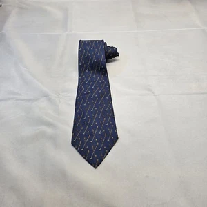 Polo Ralph Lauren Tie Mens 57x3.5  Blue All Over Golf Print Silk - Picture 1 of 6