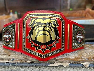 Nuevo CINTURÓN CAMPEONATO NACIONAL GEORGIA BULLDOG Adulto tamaño 2mm Placas de Latón wwe*+ Foto 1 de 4
