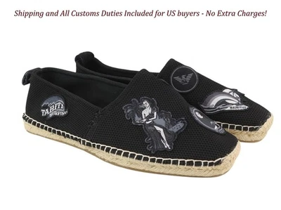 EMPORIO ARMANI X4S023 Hombres Zapatos EU43 Negro Sin Cordones Alpargatas Parches PVP €269 I Foto 1 de 4