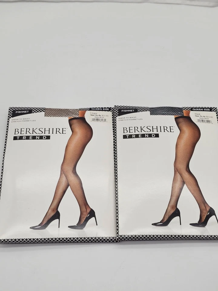 Berkshire Women's Trend Fishnet Queen Size 2 Pair Pantyhose 3X-4X Black  Utopia - Image 1 of 4
