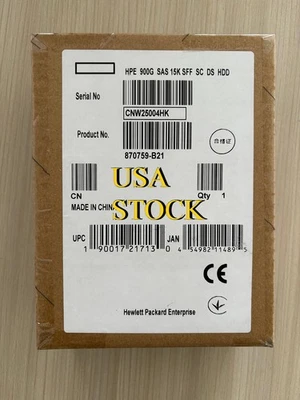 870759-B21 870795-001 HPE 900GB SAS 12G 15K SFF SC DS HDD Hard Drive - Image 1 of 4