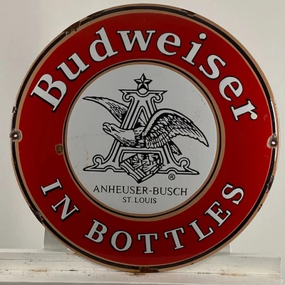 Budweiser Emailschild - Ø 50 cm (19,7") - schöner Sammler Bier Kneipe Wand... - Bild 1 von 4