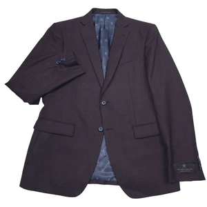 $498 John Varvatos Bleecker Burgundy Tonal Plaid Blazer Suit Jacket Mens 40R - Picture 1 of 13