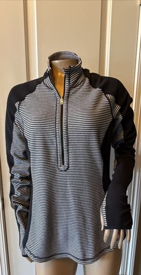 Pulôver feminino LULULEMON Run To U Turn quarto de zíper tamanho 10 listrado múltiplo - Imagem 1 de 4