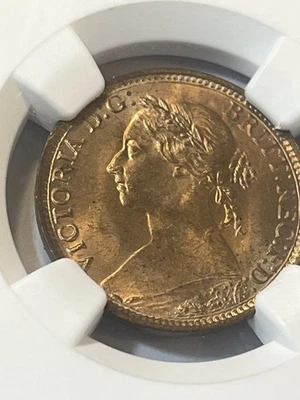 Gran Bretaña. Farthing. 1881-H NGC MS65 RB Foto 1 de 4
