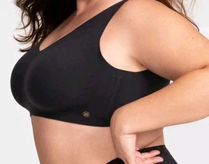 HONEYLOVE- V Neck Bra-Wireless Soft Cups Wide Straps-Black-LWBR0101-Sz-1X - Picture 1 of 13