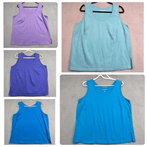 Woman Within Tank Top Bundle of 5 Womens 18/20 Blue Purple Cotton Sleeveless - Picture 1 of 9