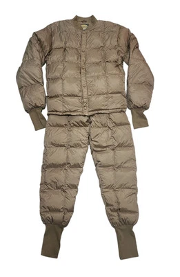 Cabelas Goose Down Quilted Puffer Outfit Set Tan Youth Outdoor Hunting Size S - Image 1 of 4