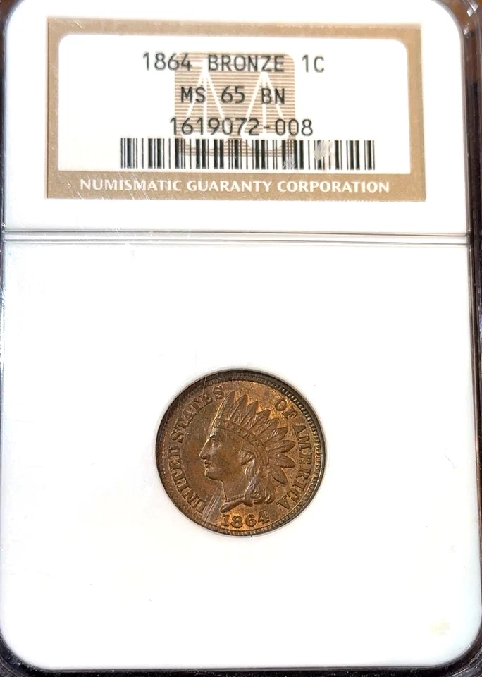 1864 Bronze Indian Cent NGC MS65 BN Beauty Best Price Ebay* CHRC - Image 1 of 4