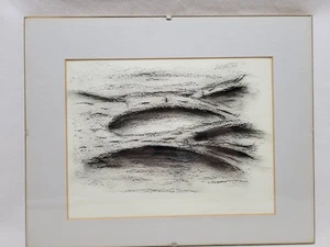 Charcoal Pencil Sketch Original Framed Artwork Signed Vintage 30x24cm Rare Prop - Picture 1 of 13