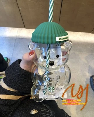 Nuevo 2026 Starbucks Barista Bear Cup Edición Limitada Taza de Vidrio Regalo de Navidad Foto 1 de 4